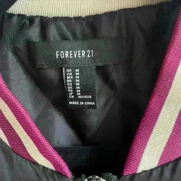 Forever 21 Black solid  bomber size M - Picture 8 of 9